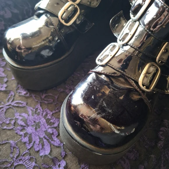 Hot Topic Platform Buckle Boots Goth Punk Demonia Club Rave - Picture 5 of 10